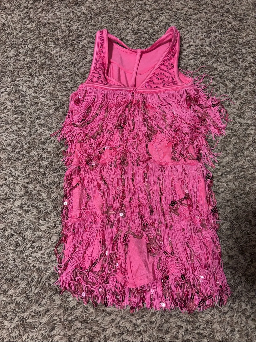 Hot Pink Fringe Sequin Dance Costume